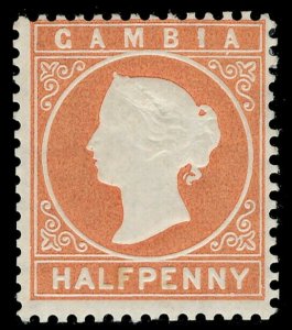 Gambia 1880 QV ½d orange (C) MLH. SG 10B. Sc 5.