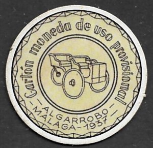 SPAIN CIVIL WAR 1937 Algarrobo 20c Coin Stamp CAR AUTOMOBILE Topical