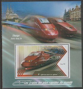 HIGH SPEED TRAINS - THALYS  perf m/sheet containing one value mnh