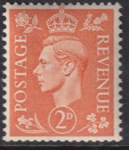 SC # 238a GB 1937 -1939 KGVI 2 pence mint never hinged wmk sideways $60.00 St#3