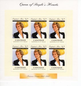 Canouan 1997 PRINCESS DIANA Sheet Perforated Mint (NH)