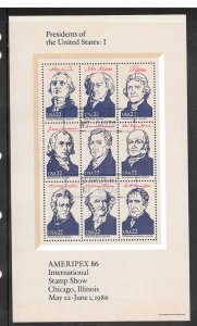 #2216-2219 Used Ameripex ’86 Presidents Set of 4 Sheets (14973)