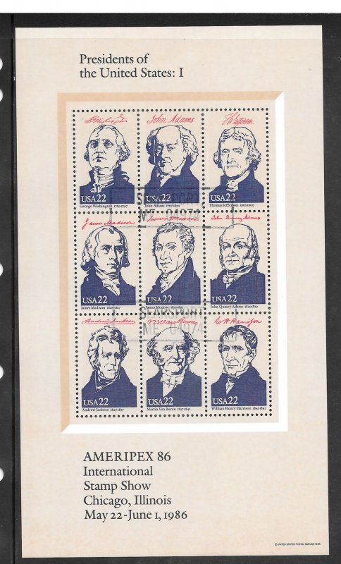 #2216-2219 Used Ameripex ’86 Presidents Set of 4 Sheets (14973)