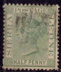 Sierra Leone 1884 - 91 QV 1/2d Dull Green used SG 27 ( G1383 )