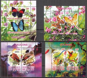 {g041} Chad 2011 Birds Butterflies 4 sheets Used / CTO Cinderella