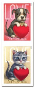 2023 63c Forever Love Kitten & Puppy Imperforate Pair Scott 5745-5746 Mint VF NH