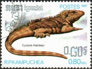 Cambodia 807  -Used - 80c Cuban Iguana (1987)