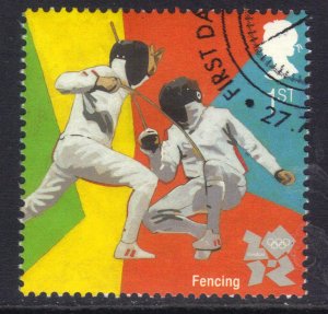 GB 2011 QE2 1st Olympic & Paralympics Fencing Ex Fdc SG 3201 ( E585 )