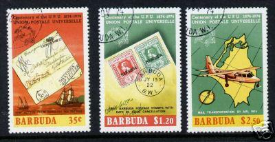 Barbuda 167-9 Used UPU, STAMP ON STAMP, MAP, AIRCRAFT