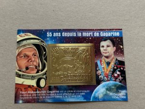 Space, Gagarin 2023 year 6 blocks Foil. Gold perforated  NEW MNH**