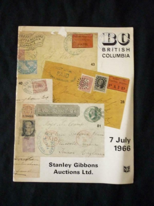 STANLEY GIBBONS AUCTION CATALOGUE 1966 BRITISH COLUMBIA & VANCOUVER ISLAND