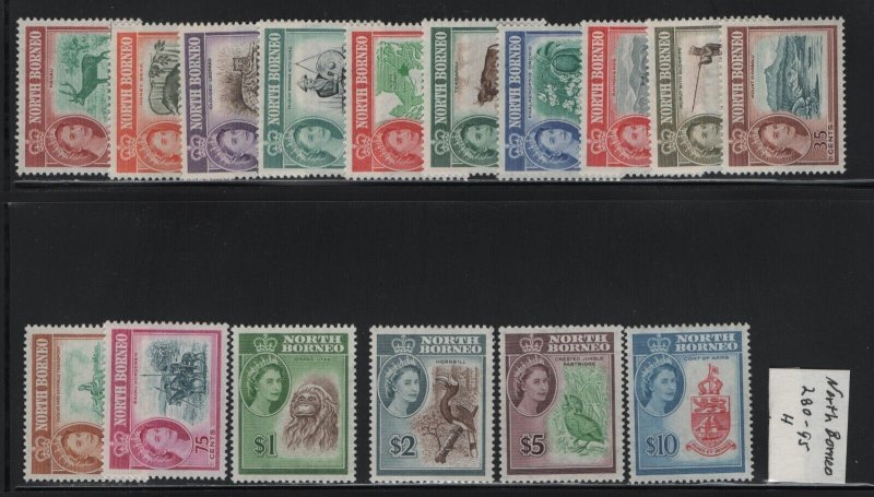 N. Borneo Scott # 280 - 295 VF mint set OG lightly hinged cv $ 168 ! see pic !