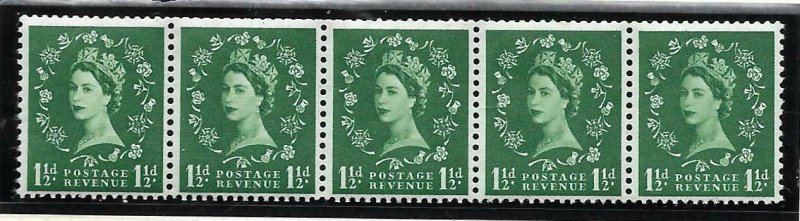 S26 1½d Wilding Edward Crown Sideways coil strip UNMOUNTED MINT