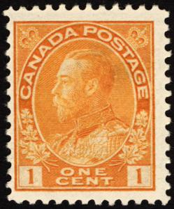 Canada #105 1c Orange Yellow 1922 King George V  Fresh Mint Lightly Hinged