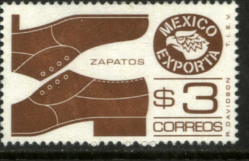 MEXICO EXPORTA 1118, $3P. SHOES RED BROWN UNWMKD Paper 1 MNH