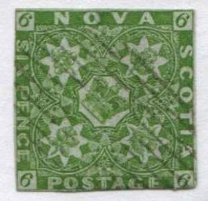 Canada - Nova Scotia SC# 5 Heradelic 6p light cancel imperf dark green