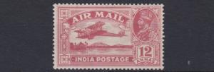 INDIA  1929  S G 225   12A   ROSE RED    MH 