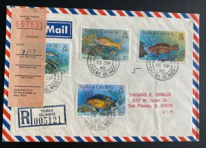 1980 Bottle Oak Turks & Caicos Airmail Cover To Des plaines IL Usa