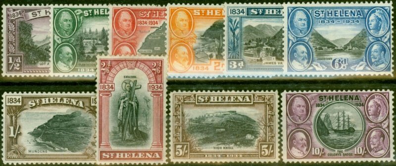 St Helena 1934 Centenary Set of 10 SG114-123 Fine & Fresh MM 