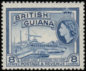 British Guiana 259 - Mint-H - 8c Sugar Cane Entering Factory (1954) (cv $0.55)