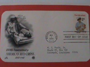 ​UNITED STATES 1981-CENTENARY OF AMERICAN RED CROSS-FDC WITH HISTORY PAGE-MNH VF