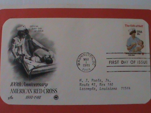 ​UNITED STATES 1981-CENTENARY OF AMERICAN RED CROSS-FDC WITH HISTORY PAGE-MNH VF