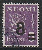 1946 Finland - Sc 250 - used VF - 1 single - Arms surcharged