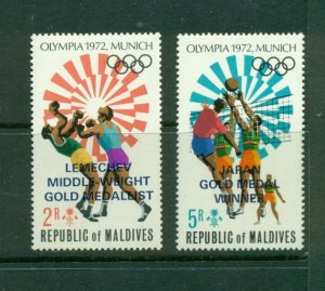 Maldives Islands  #417-18 (1973 Olympic Winners Overprint set) VFMNH CV $7.50