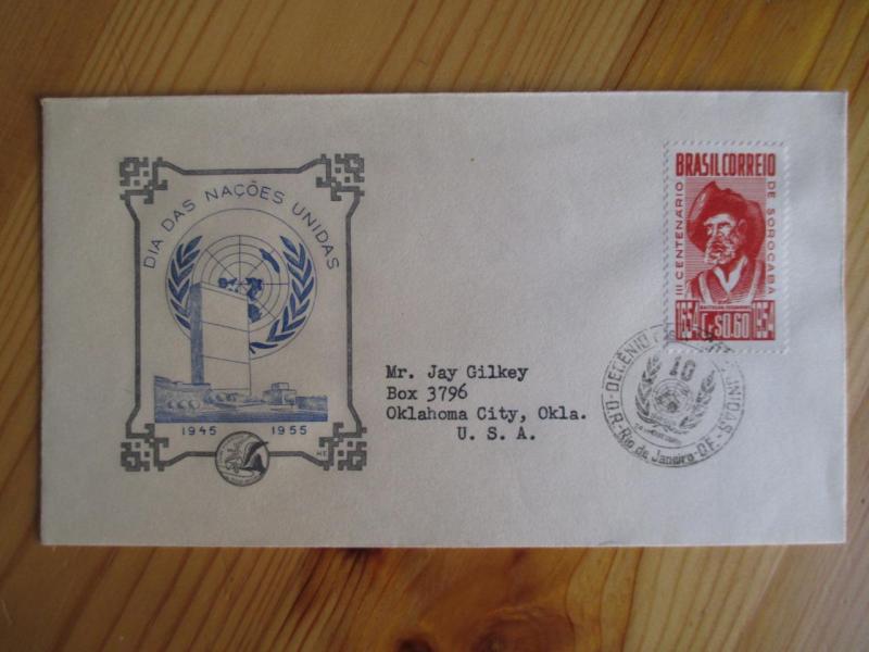 1955 Brazil Special Cover With Scott # 803 - Sorocaba 300th Anniversary (YY96)