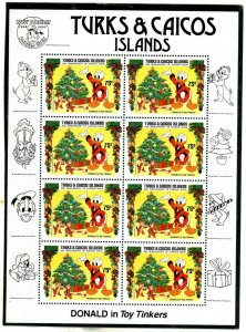 TURKS & CAICOS ISLANDS 1984 DISNEY CHRISTMAS SET OF 5 STAMPS,SHEET & S/S MNH 