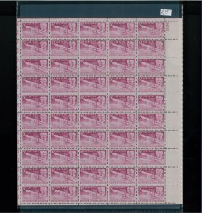 1949 United States Air Mail Postage Stamp #C45 Plate No. 24158 Mint Full Sheet