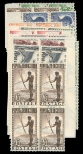 Papua New Guinea #122-136 Cat$640+, 1952 Native Scenes, complete set in block...