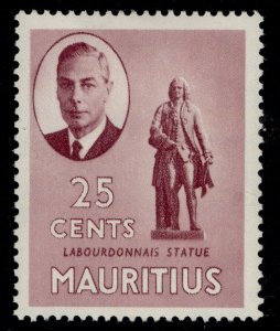 MAURITIUS GVI SG284, 25c brown-purple, M MINT.