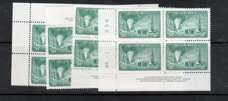 Canada #294 Very Fine Never hinged Plate #1 Match Set Of Blocks