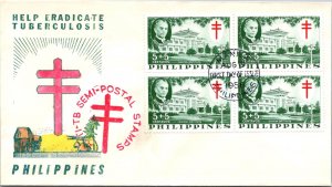 Philippines FDC 1958 - Anti TB Semi Postal Stamps - 4x5+5c Stamps - F43462