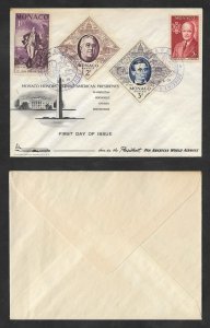 SE)1956 MONACO  FIRST DAY COVER, MONACO HONORS TO GREAT AMERICAN PRESIDENTS,