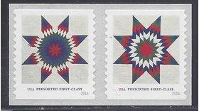 #5098-5099 25c Presort Star Quilts Coil Pair 2016 Mint NH