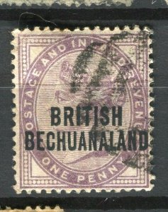 BECHUANALAND; 1890s classic QV Optd. issue fine used Shade of 1d. value