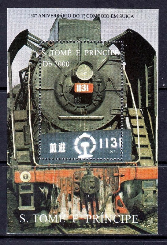 St. Thomas & Prince Islands 1997 Locomotives Mint MNH Miniature Sheet