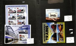 Trains Railroad Locomotives on Stamps Topical Collection, MNH Mint NH (BQ)