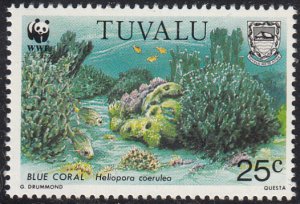 Tuvalu 1992 MNH Sc #618 25c Blue coral - Heliopora coerulea - WWF