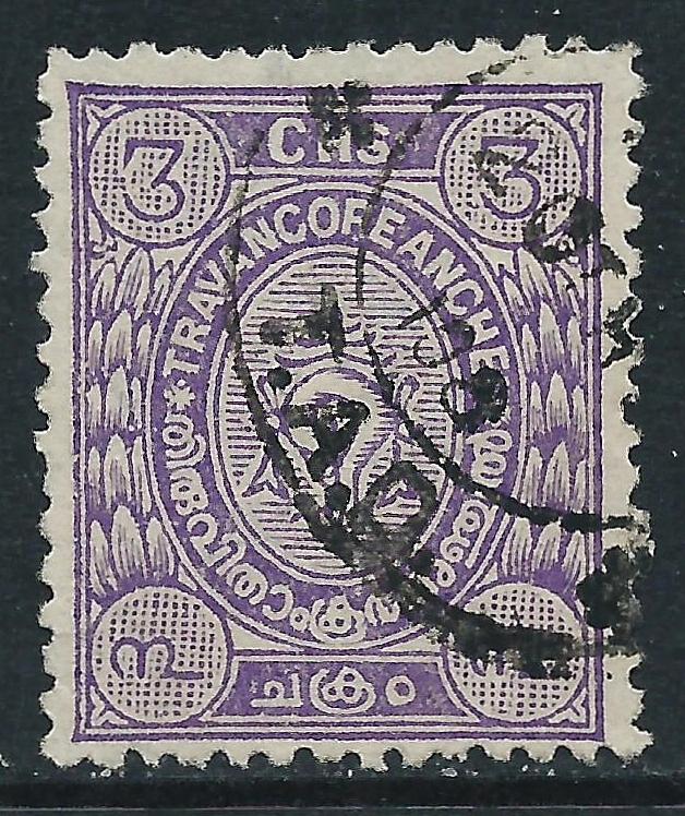 India-Travancore, Sc #14, 3ch Used