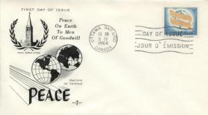 1964 Canada World Peace 416 FDC Rose