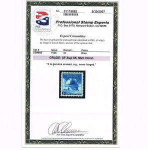 EXCEPTIONAL GENUINE SCOTT #966 MINT PRISTINE OG NH PSE CERT GRADED XF-SUPERB 95