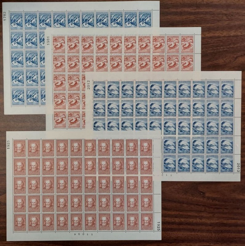 GREENLAND Complete sheets of 50, NH, VF, Scott as singles $840.00