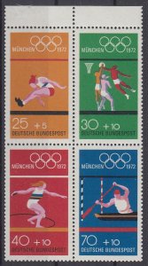 Germany 1972 Sc#B490e Mi#SZ1a HBl 22 mnh Booklet Pane - Olympics (BU1814)