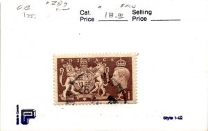 Great Britain, Postage Stamp, #289 Used, 1951 King George (AB)