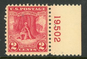 USA 1928 Valley Forge 2¢ Carmine Scott 645 PNS MNH B652