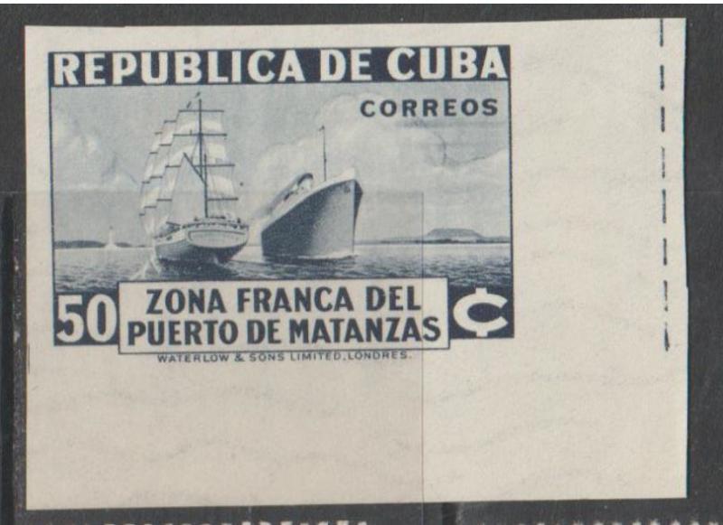 Cuba Scott #331 Ships leaving Port - Imperf Stamp - Cat $40 - Mint NH Single