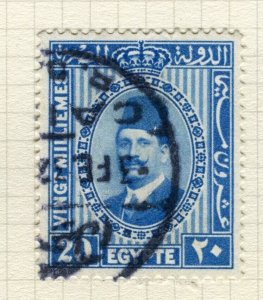 EGYPT; 1927 early Farouk issue fine used Shade of 20m. value